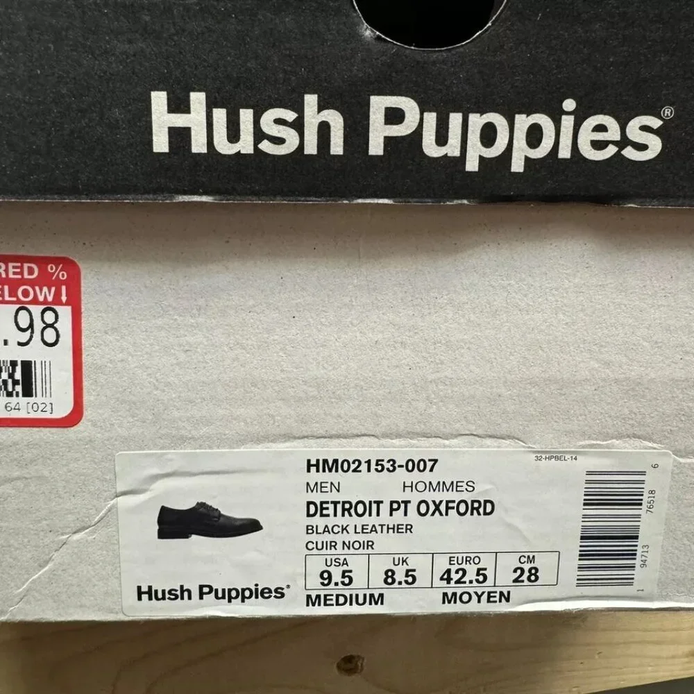 Hush Puppies Mens Detroit Women Lain Toe Oxford Black Size 9.5 M